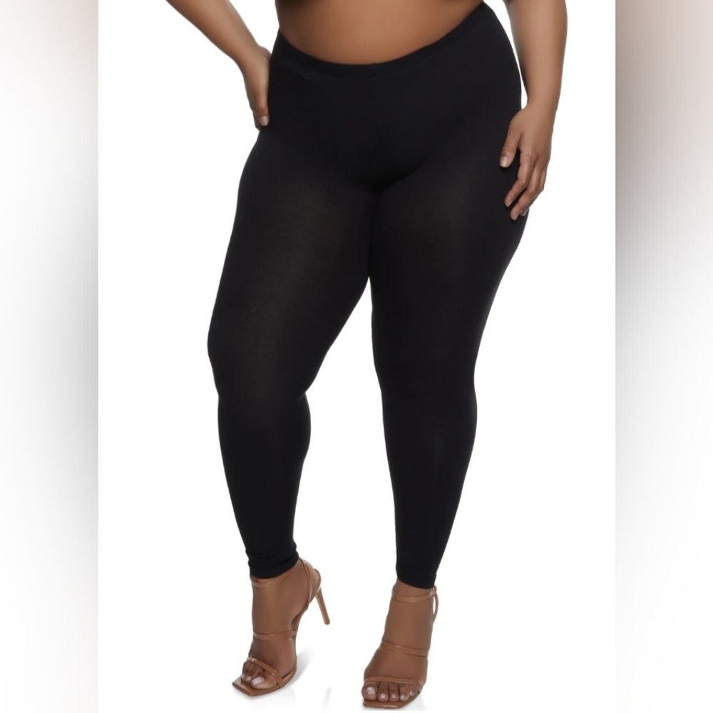 (Two pair of) Black plus size leggings 1X and 2X
